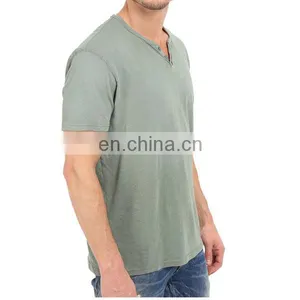 OEM 100% Cotton V-neck t Shirts Plain T-shirt Softextile Comfortable Tee Custom Logo thumbnail-3