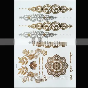 Hand Bracelet Glitter Metallic Gold Temporary Body Tattoo Sticker thumbnail-2