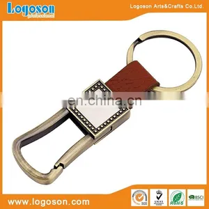Fashion Customized Metal Keychain Leather Strap Keyring thumbnail-5