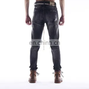 DiZNEW Custom Black Ripped Super Skinny Denim Jeans For Men thumbnail-3
