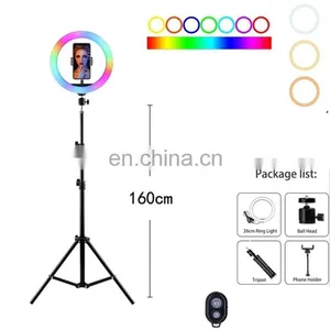 DDP Terms TikTok Live Broadcast LED Dimmable Ring Light USB Selfie RGB 32 Colors Makeup Ring Light With Tripod Stand thumbnail-4