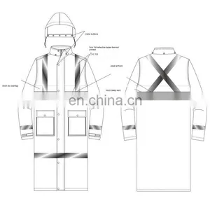 300D Ripstop PU Coating Waterproof High Visibility Rainwear Jacket thumbnail-2