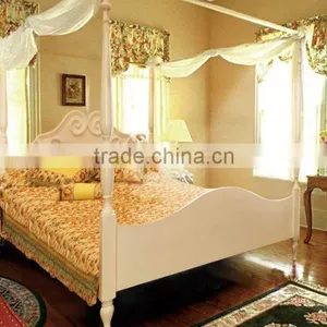 Designs of King/queen Size Princess Bed Frame With Pillars Solid Wood Bed Room Furniture Set thumbnail-1