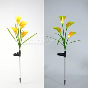 Outdoor Solar Garden Lamp Christmas Decoration Ip65 Waterproof Multi-Color Changing Led Solar Lily Flower Lights thumbnail-2