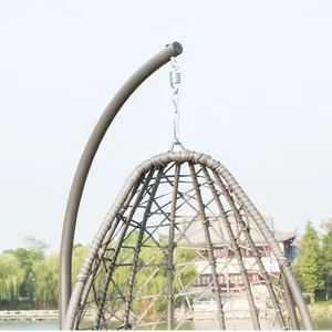Durable Modern Outdoor Furniture Hanging Egg Swing Chair With Cushion PE Rattan Metal Frame Living Room Hotel Bedroom Courtyard thumbnail-3
