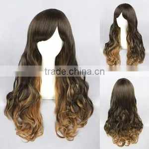 High Quality 65cm Medium Long Wave Brown Mixed Lolita Wig Synthetic Anime Wig Cosplay Hair Wig Party Wig thumbnail-1