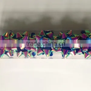 10pcs 2"dia With10mm Wide Ribbon and 13loops Mini Confetti Bows - Acetate Pack in RED Color thumbnail-4
