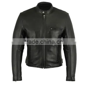 Classic Vintage Black Leather Biker Jacket thumbnail-1