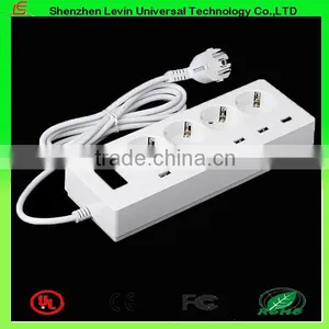 China Factory CE Cheap Extension Power Plug 6Gang 4 Port USB EU Multi Function Socket thumbnail-1