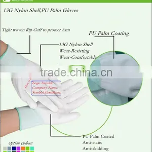 Supplying Coated PU Gloves/ 13 Guage Nylon PU Gloves EN388 TEl:18354431045 thumbnail-2