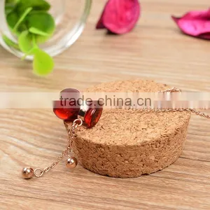 Rose Gold Necklace Fashion Jewelry Ruby Crystal Statement Necklace thumbnail-3