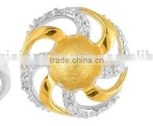 Two Tone Rhodium Plated Ring Earring Set thumbnail-1
