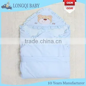 BB-LZ-007 Thickening and Larger Hooded Cotton Lace Baby Swaddle Wrap Blanket thumbnail-1
