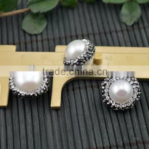 LFD-005B ~ DIY 16MM Druzy Round Shape Pearl Pave Rhinestone Crystal Spacer Beads Jewelry Making thumbnail-4