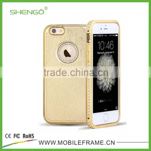 New Design Metal Phone Case With Back Leather thumbnail-1