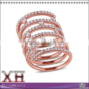 Rose Plated Silver Cubic Zirconia Semi Eternity Spiral Long Finger Ring thumbnail-1