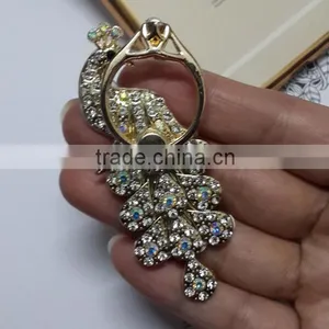 Ring Holder Smart Ring Stand Metal Rhinestone Peacock thumbnail-6