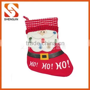 SJ-6929 New Arrival Ho Ho Ho Print 2016 Fleece Santa Christmas Stocking thumbnail-1