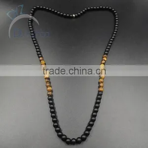 Simple Black Stone Beads Necklace thumbnail-2
