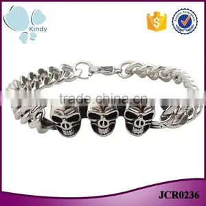 Kindy Jewelry JCB0236 Vintage Punk Style Stainless Steel North Skull Bracelet for Men Supplier's Choice thumbnail-1