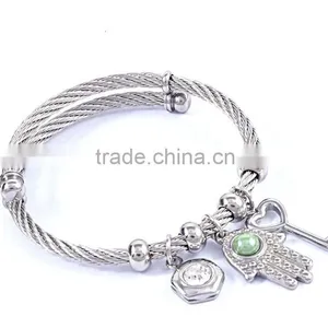 Gold Plated Mens Stainless Steel Twisted Cable Wire Cuff Bracelet Wholesale thumbnail-2