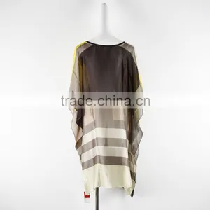 2016 Fashion Chiffon Round Neck Bat Sleeve Casual Dress for Girl thumbnail-3