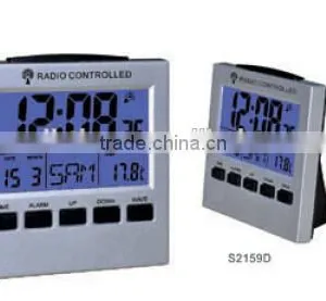 2015 HOT Small Digital Radio Controlled Clock S2159D With Blue Backlight Meet CE and Rohs , Best for GiftS thumbnail-2