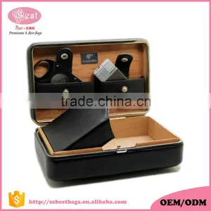 Portable Genuine Leather 4 Pieces Cigar Box thumbnail-1