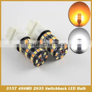 3157 48SMD 2835 LED Dual Color Switchback Turn Signal 1157 White Amber thumbnail-1