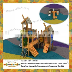 Children Wooden Climbing Cubby House Frames With Slide Amusement Playground thumbnail-1