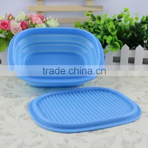 Bule Silicone Bowl With Lid,microwave Available Silicone Bowl,tasteless & Non-toxic Silicone Bowl thumbnail-1