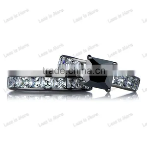 2016 Classics Black Wedding Ring Set Fashion 925 Silver Diamond Ring Quality Choice thumbnail-1