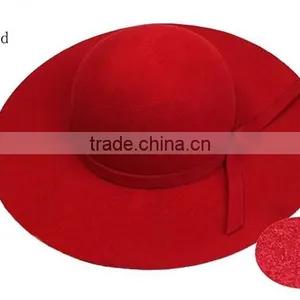 Factory Price Soft Faux Ladies Wide Brim Wool Felt Hat thumbnail-5