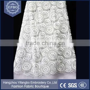 2016 Top Selling Indian Shiny Blue Lace Embroidery Fabric for Evening Dress thumbnail-6