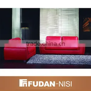 Mid Century Genuine Leather Sectional Sofa Pink thumbnail-1
