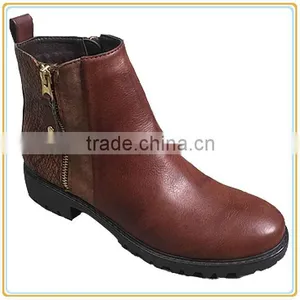 New Ladies Chuncky Boots Women New Flat Low Heel Boots thumbnail-1