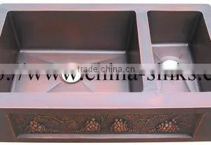 Double Bowl Copper Kitchen Sink thumbnail-1