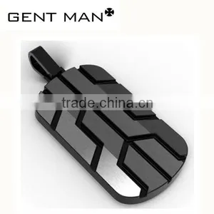 Custom Size Black Face Etched Dog Tag Pendant Stainless Steel Men Pendant thumbnail-1