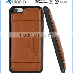 PU Leather Skin TPU Case for IPhone 6S/6 Plus With Card Slot and Stand thumbnail-4