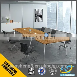 MDF Board Conference Table With Wooden Table Top and Aluminum Legs for 6 People thumbnail-1