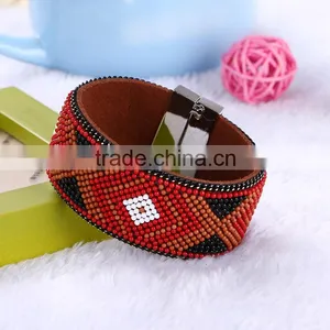 New Fashion Suede Crystal Wrap Velvet MultiLayers Braid Faux Leather Bracelet thumbnail-3