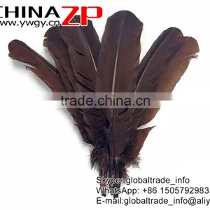 ZPDECOR Factory Wholesale in Stock Dyed Brown Solid Color Turkey Feathers for Girls thumbnail-2