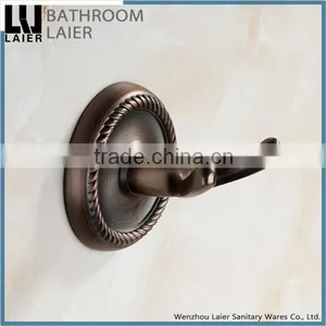 Customized Luxury Bathroom Design Zinc Alloy Antique Copper Finishing Bathroom Sanitary Items Wall Mounted Double Robe Hook thumbnail-1