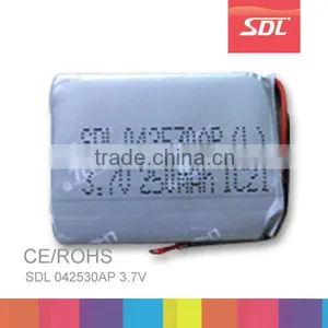 Factory SDL 3.7V 250mah 042530AP Li-polymer Battery for MP3 Lithium Polymer Batteries thumbnail-1