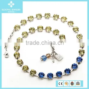 Hot Sale Rainbow Colors Crystal Beaded Statement Necklace thumbnail-2