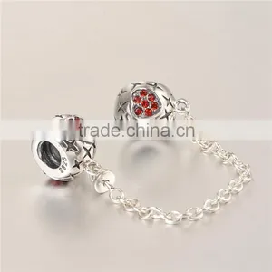 925 Sterling Silver Heart Red CZ Safety Chains Mother Day Gift Bracelet Chains thumbnail-4
