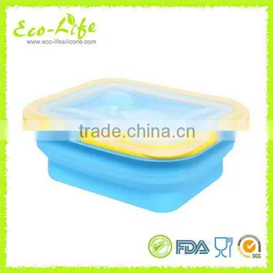 100% Silicone Color Frame Collapsible Lunch Box 600ML, Folding Food Fruit Container For Microwave Oven thumbnail-3