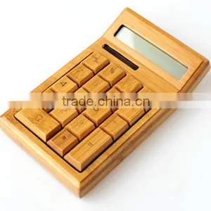 Portable Bamboo Solar Calculator & Notebook Solar Calculator Bamboo and Wooden Material thumbnail-2