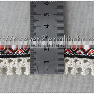 Hot Selling Elegant Jacquard Cotton Tassel Trim, Chemical Cord Trim With Jacquard Fringe for Clothes thumbnail-2
