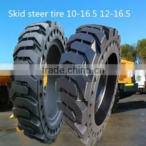 Hot Sale Solid Skid Steer Tyres 10-16.5 12x16.5 With Wheel Rim for CAT,Bobcat, Skyjack thumbnail-1